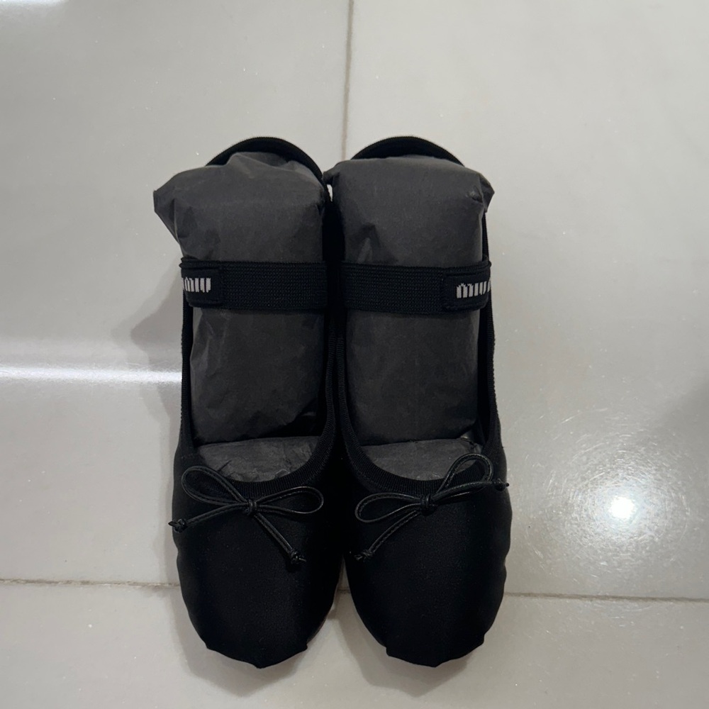 Miu Miu Black Satin Ballet Flats Size 7